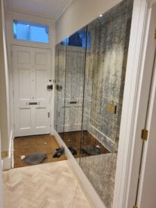 blue antique mirror wall